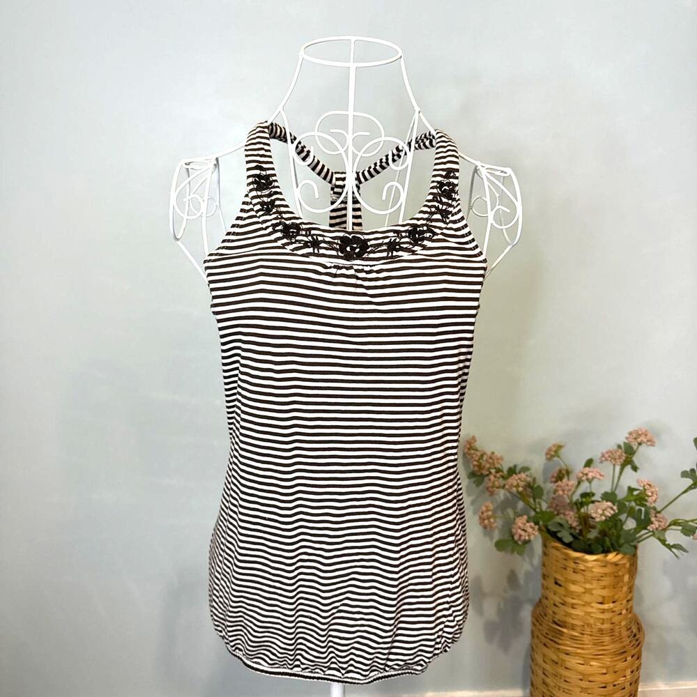 Stunning vintage y2k brown striped halter cami ring top
